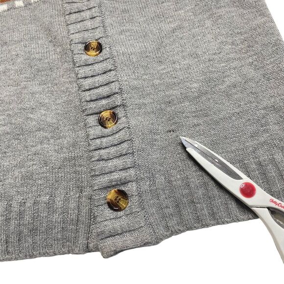 Nordic Snowflake Button Up Grandad Cardigan Sweater Gray Sz L - Picture 6 of 14